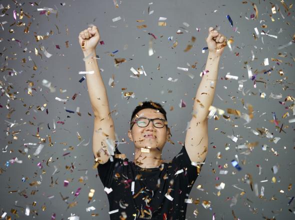Image of a man with confetti