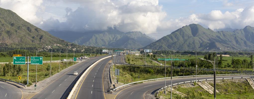 Khyber Pakhtunkhwa Motorway against a mountain backdrop